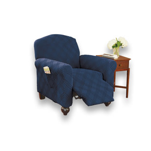 Diamond quilted stretch online recliner cover with storage